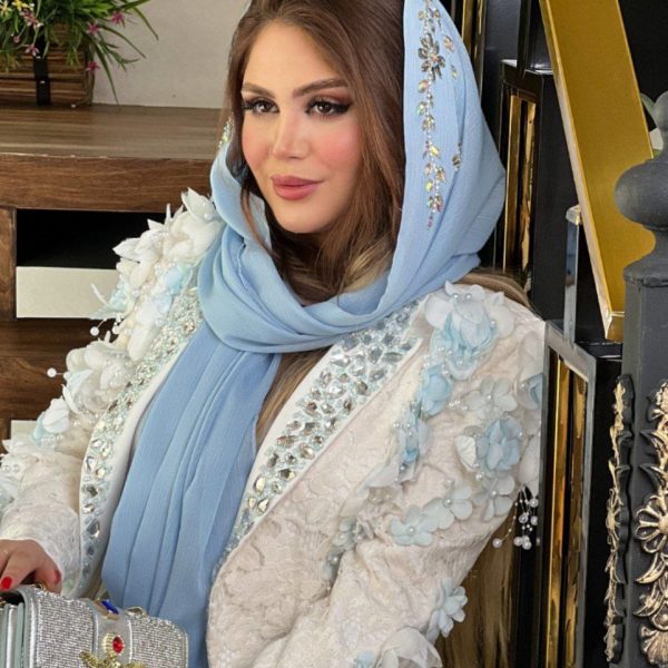 شال جواهردوزی آبی آسمانی