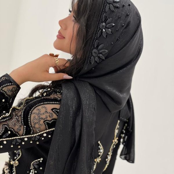 شال جواهردوزی تمام مشکی
