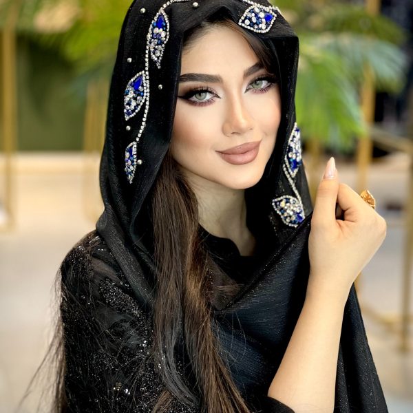 برگی زمردی شال جواهردوزی